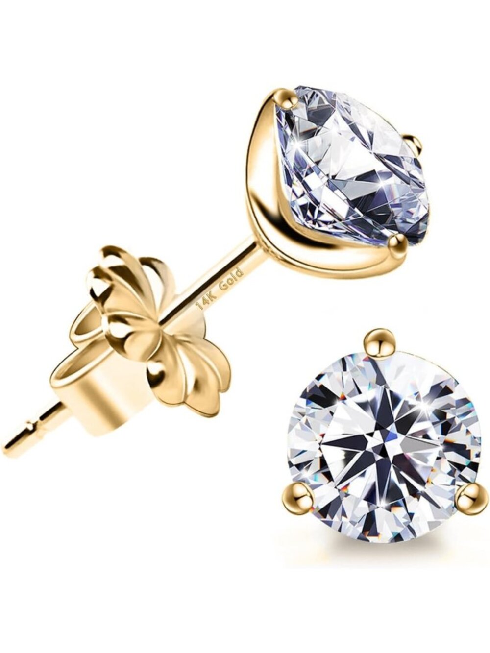 Stunning 18K Gold Plated Cubic Zirconia Stud Earrings - Brilliant Cut Sparkle